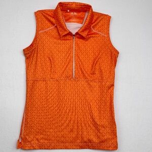 Adidas climacool golf polo shirt woman's sleeveless orange, large